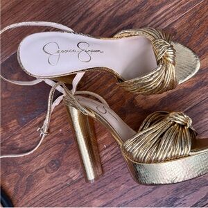 Jessica Simpson Metallic Gold Heels